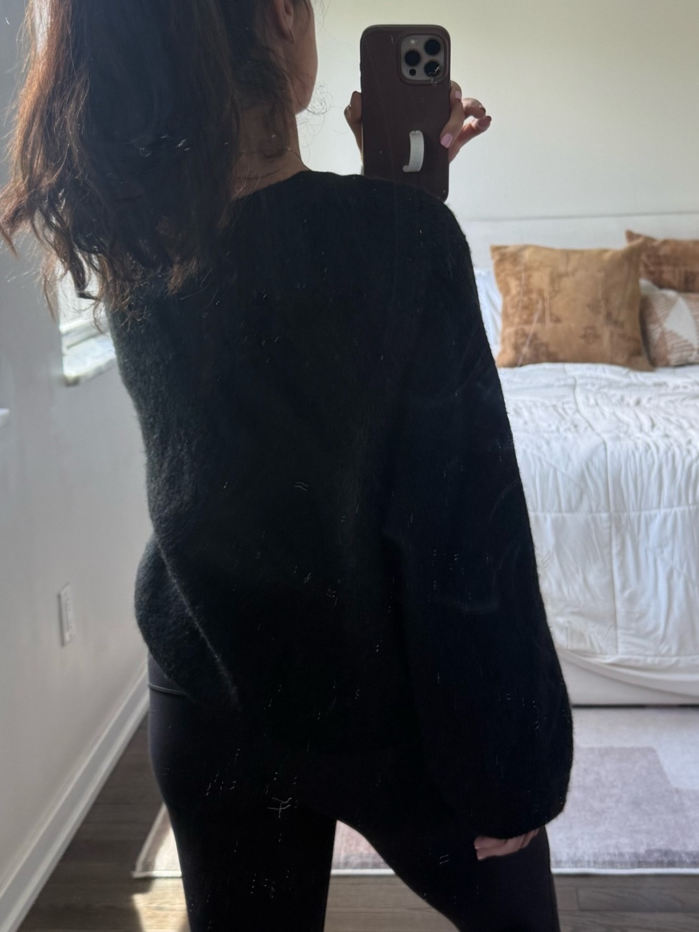 H&M Black Crystal Bow Tie-Front Women's Sweater - Picture 6 of 7